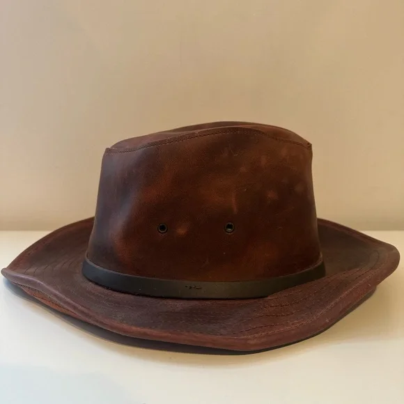 Henschel Rugged Safari Brown Leather Hat Men’s Medium